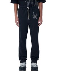 Moncler - Broeken ,Zwart ,Katoen Broek Met Elastische Tailleband En Trekkoord - Lyst