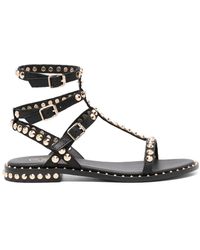 Ash - Schoenen ,Zwart ,Leer Play Studded Flat Sandal - Lyst