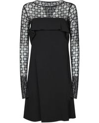Givenchy - Kleedjes ,Zwart ,Zwart Fluweel Lange Mouw Peplum Jurk - Lyst