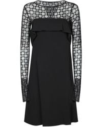 Givenchy - Kleedjes ,Zwart ,Zwart Fluweel Lange Mouw Peplum Jurk - Lyst