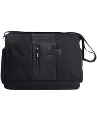 Piquadro - Umweltfreundliche Messenger Tasche Schwarz Leder - Lyst
