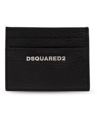 DSquared² - Accessoires ,Zwart ,Leer Leren Kaarthouder Met Logo - Lyst