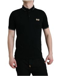 Dolce & Gabbana - Polo t-shirt nero con logo - Lyst