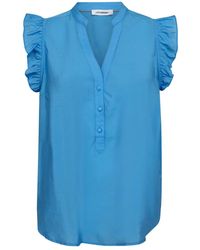 co'couture - Frill top mit v-ausschnitt klar blau - Lyst