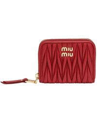 Miu Miu - Matelassé Nappa Leren Portemonnee - Lyst