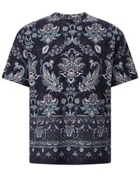 Etro - Tops ,Blauw ,Katoen T-Shirt Met Paisley-Patroon - Lyst