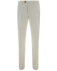 Brunello Cucinelli - Monochrome Katoenen Broek Met Knoopsluiting - Lyst