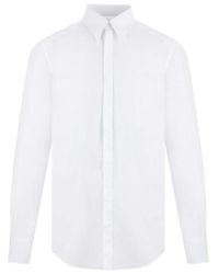 Dolce & Gabbana - Camicia bianca in popeline di cotone con colletto a punta e chiusura con bottoni - Lyst