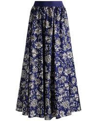 Alice + Olivia - Blauer Rock Mit Blumenmuster Und Elastischem Bund - Lyst