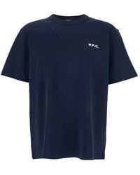 A.P.C. - Tops ,Blauw ,Katoen Boxy Petit Vpc T-Shirt - Lyst