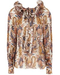 FARM Rio - Sea Garden Blouse Met Lange Mouwen En Ruches - Lyst