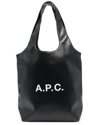 A.P.C. - Tassen ,Zwart ,Leer Ninon Small Tote Bag - Lyst