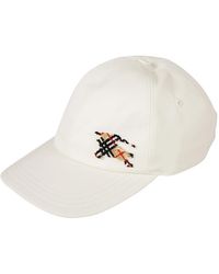 Burberry - Accessoires ,Wit ,Katoen Tropic Gabardine Baseball Cap Met Ridder - Lyst