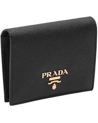 Prada - Accessoires ,Zwart ,Leer Kleine Saffiano Leren Portemonnee - Lyst