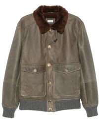Brunello Cucinelli - Leren Jas Met Schapenvachtkraag - Lyst