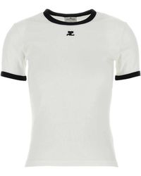 Courreges - Courrèges Contrast Cotton T-Shirt - Lyst