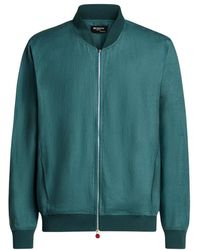 Kiton - Jassen ,Blauw ,Leer Pure Linen Jacket With Zip - Lyst