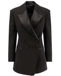 Givenchy - Doppelreihiger Wollblazer Mit Satinrevers - Lyst