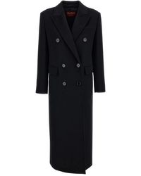 Max Mara - Jassen ,Zwart ,Wol Lange Double-Breasted Jas - Lyst