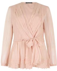 Alberta Ferretti - Overhemden ,Roze ,Blouse Met Kant - Lyst