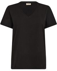 Mos Mosh - Tops ,Zwart ,Zwarte V-Hals Basic Tee - Lyst
