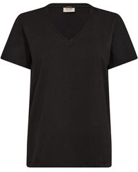 Mos Mosh - Tops ,Zwart ,Zwarte V-Hals Basic Tee - Lyst