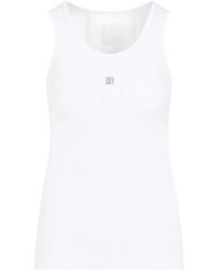 Givenchy - Tops ,Wit ,Katoen Geribbelde Tanktop - Lyst