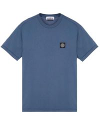 Stone Island - Kurzarm blau logo t-shirt - Lyst