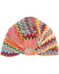 Missoni - Chevron Gestrickter Viskose Turban Mit Fransen - Lyst