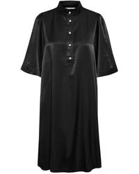 My Essential Wardrobe - Vestido negro sencillo con mangas 1⁄2 y cuello mao - Lyst