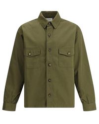 Saint Laurent - Klassische Baumwoll-Overshirt Mit Ärmelpatches - Lyst