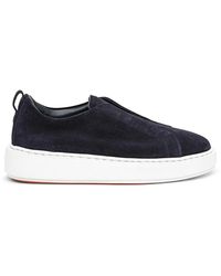 Santoni - Suede Slip-On Sneaker - Lyst