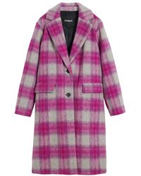 Desigual - Jassen ,Roze ,Wol Roze Geruite Jas - Lyst