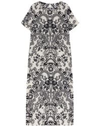 Max Mara - Seidenbedrucktes Langes Kleid Mit Schlitzen - Lyst