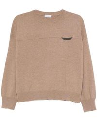 Brunello Cucinelli - Cashmere-Mischung Rundhalspullover Mit Schmuckelementen - Lyst