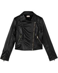 Oltre - Jassen ,Zwart ,Polyester Cropped Bikerjack - Lyst