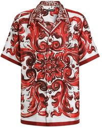Dolce & Gabbana - Dolce & Gabbana Silk Twill Hawaiian Shirt With Majolica Print - Lyst