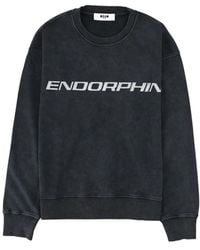 MSGM - Hoodies & Sweatvesten ,Grijs ,Katoen Sweatshirt Met Ronde Hals - Lyst