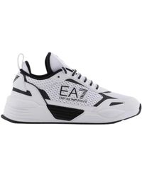 EA7 - Weiße Mesh Runner Sneaker Mit Logo - Lyst