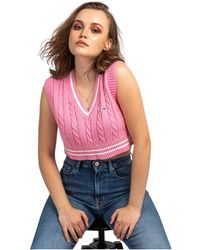 Tommy Hilfiger - Truien & Vesten ,Roze ,V-Neck Truien - Lyst