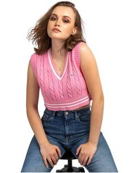 Tommy Hilfiger - Truien & Vesten ,Roze ,V-Neck Truien - Lyst