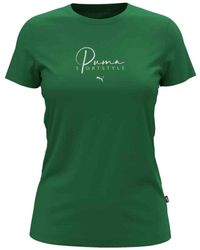 PUMA - T-shirt verde con stampa logo - Lyst