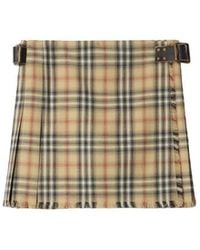 Burberry - Check Wool Mini Kilt - Lyst