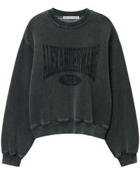 Alexander Wang - Schwarzer logo-print rundhalsausschnitt pullover - Lyst