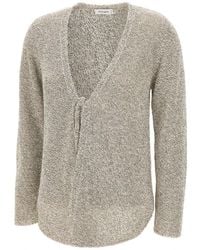 Kangra - Truien & Vesten ,Katoen Asymmetrische Cardigan Met Strik Aan De Voorkant - Lyst