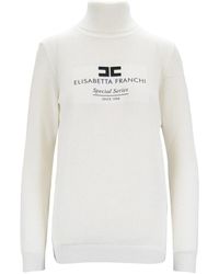 Elisabetta Franchi - Chique Trui Met Hoge Hals En Logo - Lyst