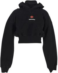 DSquared² - Hoodies & Sweatvesten ,Zwart ,Katoen Cropped Fit Hoodie - Lyst