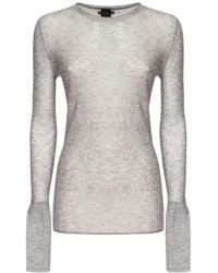 Pinko - Grauer Wollmischung Rundhals Pullover - Lyst