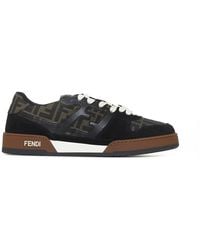 Fendi - Match Low-Top Ff Jacquard Fabric And Suede Sneakers - Lyst