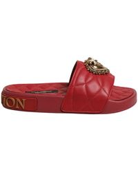Dolce & Gabbana - Rote Hingabe Leder Slides Schuhe - Lyst